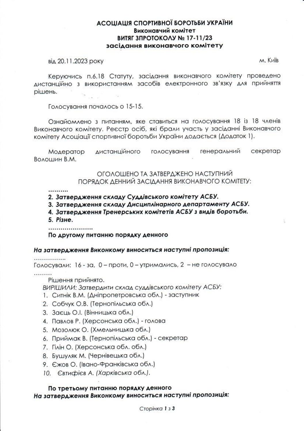 Витяг Комітети з 2023
